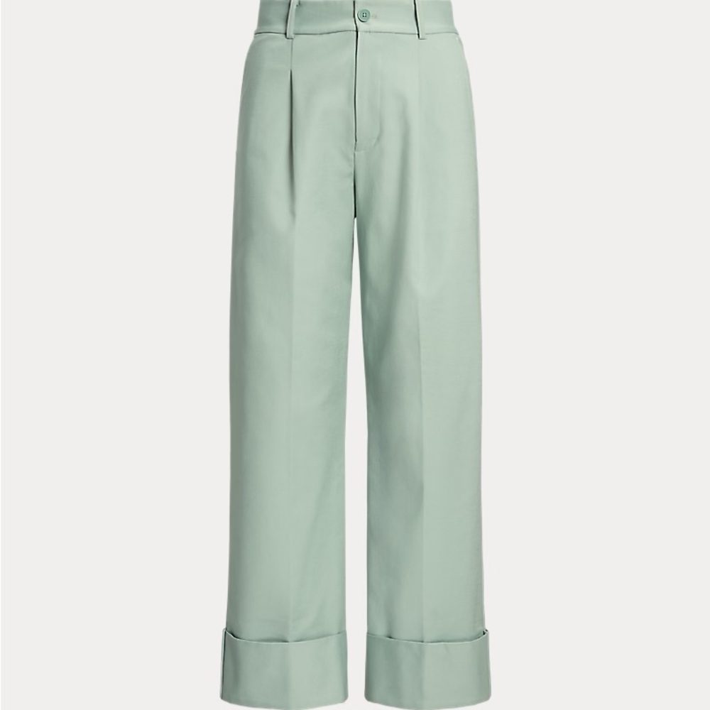 Lauren Ralph Lauren Double-Faced Stretch Cotton Ankle Pant Sage Green
